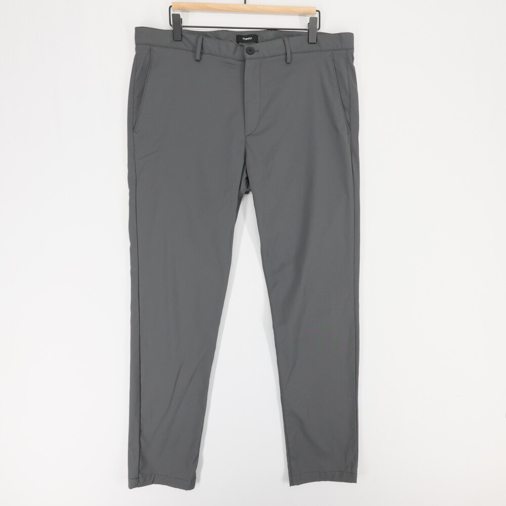 Theory Zaine Neoteric Pants Mens 38 Gray Stretch Performance Flat Front Chino